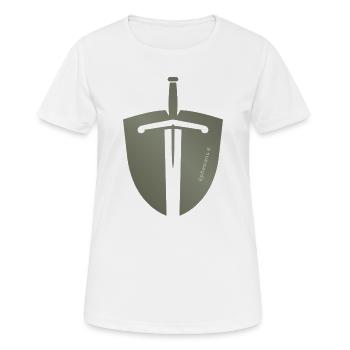 Épée et bouclier chrétiens fermes Éphésiens6 - T-shirt respirant Femme - blanc - Devant - AI Model Female 172 dark (172cm)
