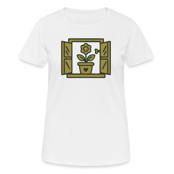 Fenster Blume Illustration - Frauen T-Shirt atmungsaktiv - Weiß - Vorne - AI Model Female 172 dark (172cm)