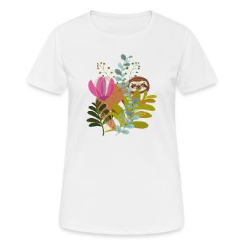 Paresseux dans un bouquet - T-shirt respirant Femme - blanc - Devant - AI Model Female 172 dark (172cm)