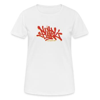 Graffiti orange feu - T-shirt respirant Femme - blanc - Devant - AI Model Female 172 dark (172cm)