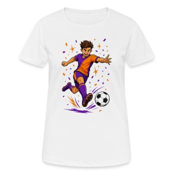 Soccer Goal Shot Player Cartoon - Women's Breathable T-Shirt - white - Front - AI Model Female 172 dark (172cm)