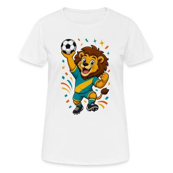 Lion Mascot Football Fan - Women's Breathable T-Shirt - white - Front - AI Model Female 172 dark (172cm)