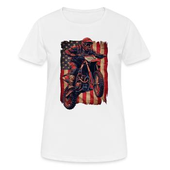 Motocross Motor Flagge USA America Retro - Frauen T-Shirt atmungsaktiv - Weiß - Vorne - AI Model Female 172 dark (172cm)