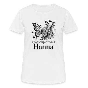 Hanna Vorname Schmetterling Blumen Geschenk - Frauen T-Shirt atmungsaktiv - Weiß - Vorne - AI Model Female 172 dark (172cm)