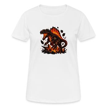 Lava Dinosaurier Inferno - Frauen T-Shirt atmungsaktiv - Weiß - Vorne - AI Model Female 172 dark (172cm)