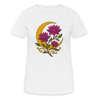 Lotus lunaire en croissant d’or - T-shirt respirant Femme - blanc - Devant - AI Model Female 172 dark (172cm)