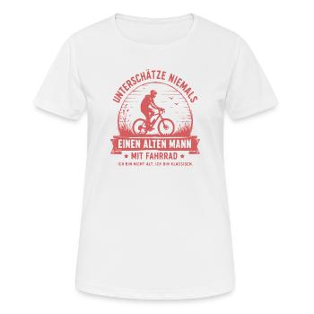 Niemals alten Mann mit Fahrrad – Vintage - Frauen T-Shirt atmungsaktiv - Weiß - Vorne - AI Model Female 172 dark (172cm)