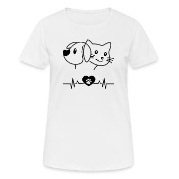 Battement de cœur Chien Chat SVG | Battement de cœur chien-chat - T-shirt respirant Femme - blanc - Devant - AI Model Female 172 dark (172cm)