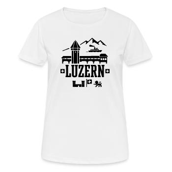 Lucerne Landmark – Chapel Bridge & Water Tower - Women's Breathable T-Shirt - white - Front - AI Model Female 172 dark (172cm)