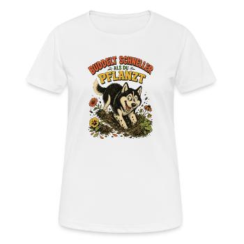 Buddelheld Husky gräbt - Frauen T-Shirt atmungsaktiv - Weiß - Vorne - AI Model Female 172 dark (172cm)