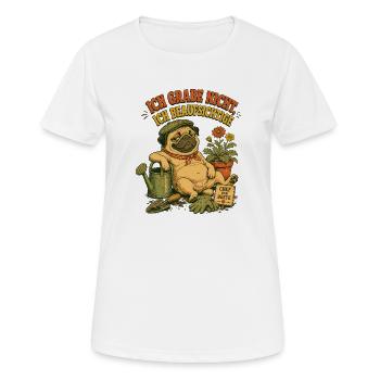 Gärtner Mops Chef der Beete - Frauen T-Shirt atmungsaktiv - Weiß - Vorne - AI Model Female 172 dark (172cm)