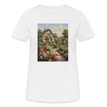 Le jardin de roses du Cottage - T-shirt respirant Femme - blanc - Devant - AI Model Female 172 dark (172cm)