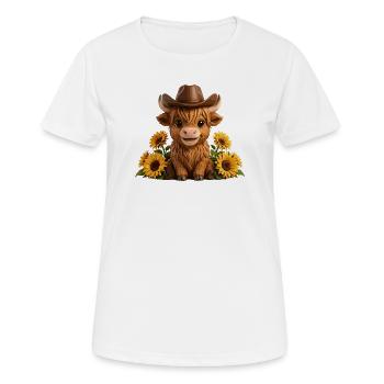 Vache des Highlands Cowboy avec des tournesols - T-shirt respirant Femme - blanc - Devant - AI Model Female 172 dark (172cm)