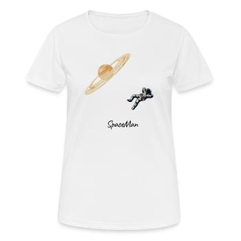 SpaceMan - Astronaute minimaliste & graphique planète - T-shirt respirant Femme - blanc - Devant - AI Model Female 172 dark (172cm)