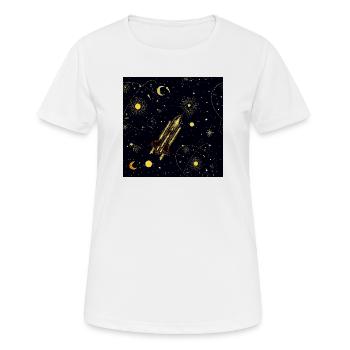 La fusée dorée en orbite cosmique - T-shirt respirant Femme - blanc - Devant - AI Model Female 172 dark (172cm)