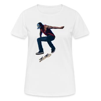Neon Skate Jump in Urban Burst - Women's Breathable T-Shirt - white - Front - AI Model Female 172 dark (172cm)