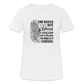 Lehrerin Schmetterling Blumen Danke Abschiedsgesch - Frauen T-Shirt atmungsaktiv - Weiß - Vorne - AI Model Female 172 dark (172cm)