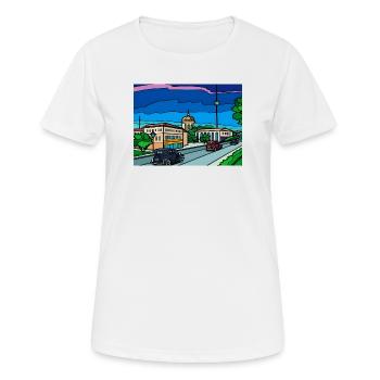 Retro City Straßenszene - Frauen T-Shirt atmungsaktiv - Weiß - Vorne - AI Model Female 172 dark (172cm)