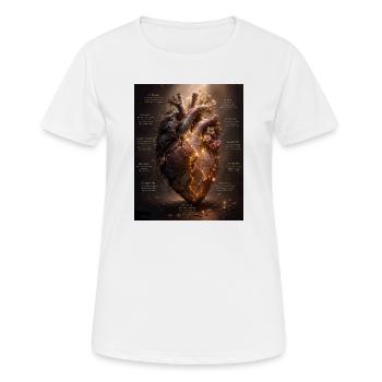 Leuchtendes Blütenherz – Bruch und Heilung - Frauen T-Shirt atmungsaktiv - Weiß - Vorne - AI Model Female 172 dark (172cm)