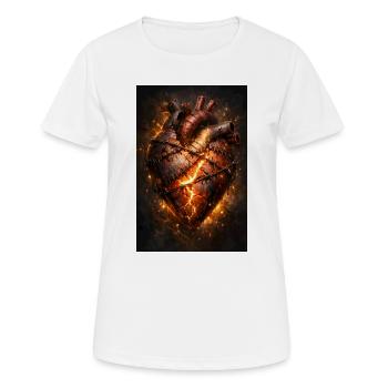 Cœur brûlant avec des points de suture - T-shirt respirant Femme - blanc - Devant - AI Model Female 172 dark (172cm)