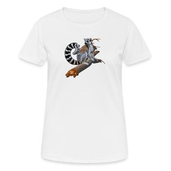 Jungle animals, ring-tailed lemur on branch - Women's Breathable T-Shirt - white - Front - AI Model Female 172 dark (172cm)