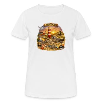Côte de la plage d’Ameland : phoques et phare - T-shirt respirant Femme - blanc - Devant - AI Model Female 172 dark (172cm)