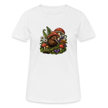 Le Kiwi dans le royaume des champignons Paysage coloré de la forêt - T-shirt respirant Femme - blanc - Devant - AI Model Female 172 dark (172cm)