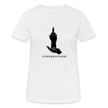 FERNSEHTURM - Mittelfinger Lineart Schwarz - Frauen T-Shirt atmungsaktiv - Weiß - Vorne - AI Model Female 172 dark (172cm)