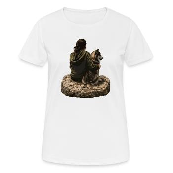 Reposer ensemble sur le rocher avec Husky - T-shirt respirant Femme - blanc - Devant - AI Model Female 172 dark (172cm)