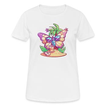 Vacances d’été de Butterfly - T-shirt respirant Femme - blanc - Devant - AI Model Female 172 dark (172cm)