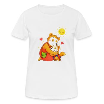 Kuschelhund Mutterliebe im Sonnenschein - Frauen T-Shirt atmungsaktiv - Weiß - Vorne - AI Model Female 172 dark (172cm)