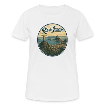 Rio de Janeiro Retro Skyline Badge - Frauen T-Shirt atmungsaktiv - Weiß - Vorne - AI Model Female 172 dark (172cm)
