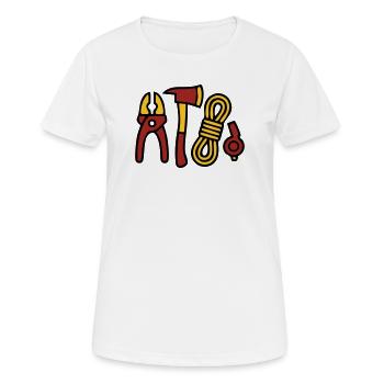 Graphismes des outils des pompiers - T-shirt respirant Femme - blanc - Devant - AI Model Female 172 dark (172cm)