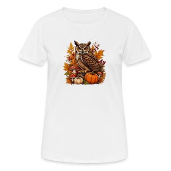 Autumn Owl with Pumpkin - Women's Breathable T-Shirt - white - Front - AI Model Female 172 dark (172cm)