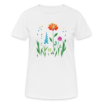 Illustration colorée de prairie fleurie - T-shirt respirant Femme - blanc - Devant - AI Model Female 172 dark (172cm)