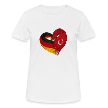 Cœur de l’Allemagne et de la Turquie - T-shirt respirant Femme - blanc - Devant - AI Model Female 172 dark (172cm)