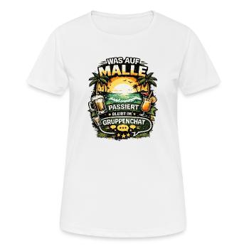 Que se passe-t-il sur Malle - T-shirt respirant Femme - blanc - Devant - AI Model Female 172 dark (172cm)