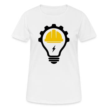 Elektriker Bauhelm Blitz und Glühbirne - Frauen T-Shirt atmungsaktiv - Weiß - Vorne - AI Model Female 172 dark (172cm)