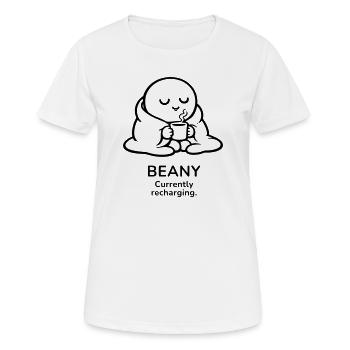 Beany – Currently Recharging | Cozy Coffee Mood - Women's Breathable T-Shirt - white - Front - AI Model Female 172 dark (172cm)