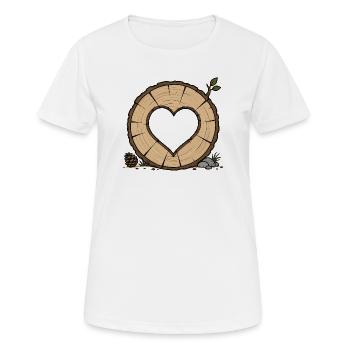 Cœur dans une tranche de tronc d’arbre - T-shirt respirant Femme - blanc - Devant - AI Model Female 172 dark (172cm)