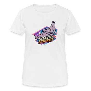 Stealth Strike Jet-Grafik - Frauen T-Shirt atmungsaktiv - Weiß - Vorne - AI Model Female 172 dark (172cm)