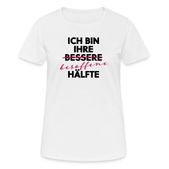 Ich bin ihre besoffene Hälfte Party Shirt - Frauen T-Shirt atmungsaktiv - Weiß - Vorne - AI Model Female 172 dark (172cm)