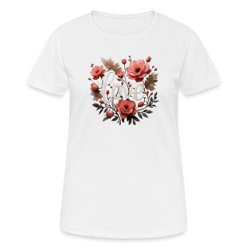 Liebes Blütenkranz Schriftzug - Frauen T-Shirt atmungsaktiv - Weiß - Vorne - AI Model Female 172 dark (172cm)