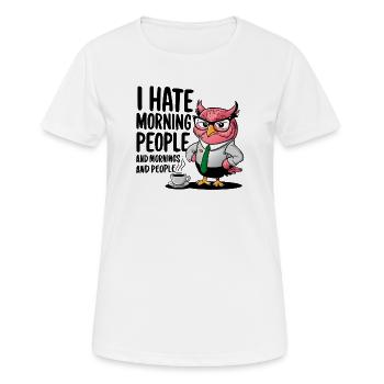 Morgenmuffel Büro-Eule im Anzug - T-shirt respirant Femme - blanc - Devant - AI Model Female 172 dark (172cm)
