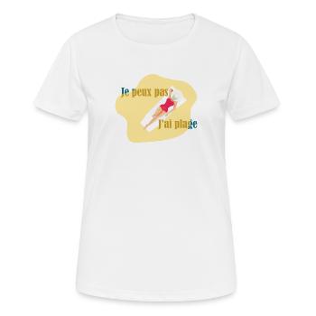 je peux pas j'ai plage - T-shirt respirant Femme - blanc - Devant - AI Model Female 172 dark (172cm)