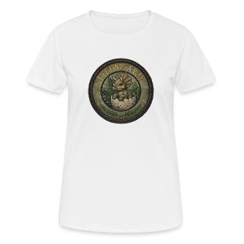 Chiot dinosaure dans l’œuf - T-shirt respirant Femme - blanc - Devant - AI Model Female 172 dark (172cm)