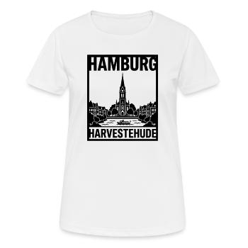 Harvestehude Hamburg - Frauen T-Shirt atmungsaktiv - Weiß - Vorne - AI Model Female 172 dark (172cm)