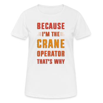 Grue opératrice grue - T-shirt respirant Femme - blanc - Devant - AI Model Female 172 dark (172cm)