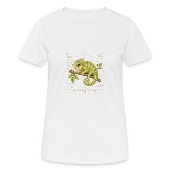 Adaptive Signal Chamäleon im Goldrahmen - Frauen T-Shirt atmungsaktiv - Weiß - Vorne - AI Model Female 172 dark (172cm)