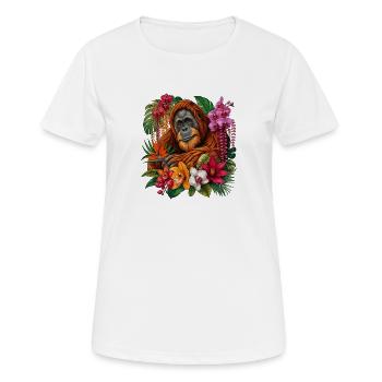 Orangutan im Tropenblütenwald - Frauen T-Shirt atmungsaktiv - Weiß - Vorne - AI Model Female 172 dark (172cm)